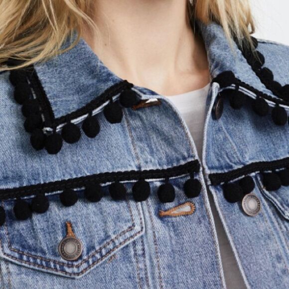 NWT Marc Jacobs Indigo Denim Pom Pom Jacket - Picture 5 of 10